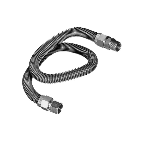 Flextron Gas Line Hose 5/8'' O.D.x60'' Length 1/2" FIPx3/4" MIP Fittings, Stainless Steel Flexible Connector FTGC-SS12-60M - main